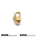 Vue détaillée du fermoir mousqueton en acier inoxydable doré de 17,4 mm avec dimensions - Style Effilé (Style 14) / Or