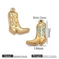 Blue enamel and gold cowboy boot charms made of stainless steel for jewelry making - Gold Single Sided Drip Oil - Blue