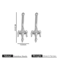 Miniature trident sword pendant made of stainless steel with silver finish 48.5mm - Silver Trident Pendant (3107)