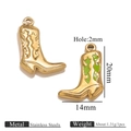 Golden cowboy boot pendant with green enamel inlay made of durable stainless steel - Gold Single Sided Drip Oil - Green
