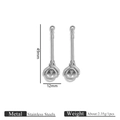 Silver stainless steel pendant 49mm length with spiral cage and bead charm - Spiral Staff Pendant (3107)