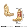 Enamel cowboy boot charms in gold and red finish made of durable stainless steel - Gold Single Sided Drip Oil - Red