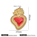 Gold plated stainless steel sacred heart pendant with red enamel, 40x25mm dimensions - Sacred Heart Gold (Z2921G3)