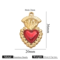 18k gold plated stainless steel sacred heart pendant with red stone inlay - Vintage Sacred Heart Gold (Z2921G5)