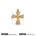 Pendentif croix en acier inoxydable plaqué or 18k avec pierres en zircone - Style de Croix Minimaliste avec Strass Carrés (2)