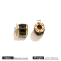 18k gold plated stainless steel spacer bead with black crystals and 5mm large hole - Black