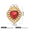 18k gold plated stainless steel heart wing pendant in red with 28mm size specs - Crowned Heart Gold (Z2921G7)