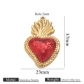 18k gold plated stainless steel sacred heart pendant with red inlay and flame detail - Flaming Sacred Heart Gold (Z2921G4)