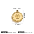 Gouden roestvrijstalen ronde hanger met reliëf pootafdruk voor het maken van sieraden - Poot / Goud