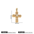 18k gold plated stainless steel hollow cross necklace pendant for women and men - Baroque Hollow Pattern Cross Style (5)