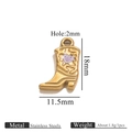 Gold stainless steel boot pendant with purple heart charm and enamel detail - Gold Shoe Double Sided Drip Oil Heart - Purple