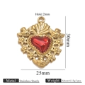 Golden 18k plated stainless steel heart pendant with red enamel and angel details - Angel Red Heart Gold (Z2921G9)