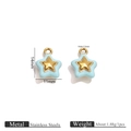 Hemelblauwe emaille roestvrijstalen ster hangers 14x11mm voor het maken van sieraden - Blauw