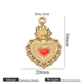 Golden heart wing pendant in 18k plated stainless steel with red enamel center - Flaming Red Heart Gold (Z2921G8)