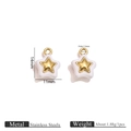 Stervormige witte roestvrijstalen hanger met gouden sterinleg voor DIY-sieraden - Wit