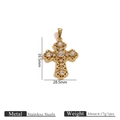 Gold plated stainless steel cross pendant with cubic zirconia, size 39.5x28.5mm - Minimalist Wireframe Rhinestone Cross Style (9)