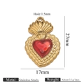 Golden stainless steel heart wing pendant with red enamel, size 27mm x 17mm - Divine Light Gold (Z2921G11)