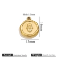 Gouden roestvrijstalen Hamsa Hand hanger, 13mm ronde schijf voor DIY-sieraden maken - Hand van Fatima / Goud