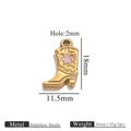 Pink star gold stainless steel cowboy boot pendant charm with size and weight specs - Gold Shoe Double Sided Drip Oil Star - Pink