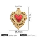Baroque style gold stainless steel heart pendant with red stone and dimensions - Baroque Heart Gold (Z2921G12)