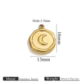 Gouden roestvrijstalen munt hanger met maan gravure voor DIY sieraden maken - Maan / Goud