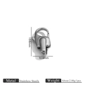 Fermoir mousqueton en acier inoxydable argenté pour bijoux taille 19,6x10,8mm - Style Standard (Style 8) / Acier