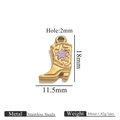 Gold stainless steel western cowboy boot pendant with purple star and size details - Gold Shoe Double Sided Drip Oil Star - Purple
