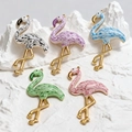 Colorful enamel flamingo charms in stainless steel for DIY jewelry and necklaces - Flamingo Pendant Set (3271)