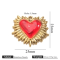 Golden heart wing pendant in 18k plated stainless steel with red center and sizing - Radiating Ripple Gold (Z2921G15)