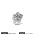 Silver stainless steel 8mm flower spacer bead for DIY jewelry making and necklaces - 8mm / Small Flower Bead / Steel