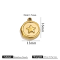Gepolijste gouden roestvrijstalen sterhanger, 16mm x 13mm DIY-sieradenonderdeel - Pentagram / Goud