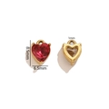 Golden heart-shaped stainless steel pendant setting with a red zircon stone, 8.5x6.5mm - Red (1)