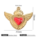 18k gold plated stainless steel heart pendant with wings and red enamel inlay - Winged Rays Gold (Z2921G17)