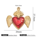 18k gold plated stainless steel winged heart pendant with red enamel finish - Angel Wings Gold (Z2921G18)