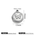 Gepolijste zilveren vlinder hanger van roestvrij staal voor DIY sieraden maken 16x13mm - Vlinder / Staalkleur