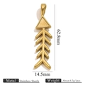 Golden stainless steel fish bone pendant with polished finish for ocean series jewelry - Triangle Fish Bone (Gold)