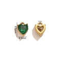 6mm heart-shaped green zircon tennis chain pendant in golden stainless steel setting - Dark Green (5)