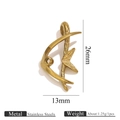 Golden stainless steel ocean theme fish tail pendant with size dimensions and weight info - Hollow Fish (Gold)