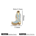 Golden stainless steel cowboy boot pendant with blue enamel and dimensions 18x11mm - Gold Shoe Double Sided Drip Oil - Blue