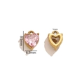 Golden heart-shaped tennis chain charm with pink cubic zirconia stone and 6.5mm prong setting - Pink Red(6)