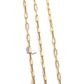 Macro detail of 10mm x 5mm gold plated stainless steel paperclip chain links - Triangular Line Long Buckle Chain 1.0*5*10 / Gold
