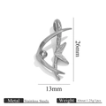 Silver stainless steel fish shape charm pendant with dimensions 26mm x 13mm - Hollow Fish (Steel)