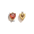 Golden heart-shaped tennis chain charm with a red gemstone measuring 8.5mm by 6.5mm - Red (7)