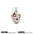 Macro detail of enamel Beijing Opera mask pendant in stainless steel with dimensions - Mask Pendant 1