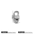 Fermoir mousqueton en acier inoxydable pour bijoux, dimensions 14,3mm x 7,4mm - Style Étroit (Style 13) / Acier