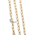 Macro detail of 18K gold-plated paperclip chain with 8mm by 3mm link size measurements - Triangular Line Long Buckle Chain 0.8*3*8 / Gold