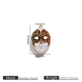 Detail view of mask pendant in stainless steel with black and red patterns, 31mm size - Mask Pendant 3