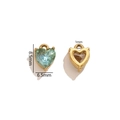 Golden heart-shaped stainless steel pendant base with light blue zircon 8.5x6.5mm - Light Blue