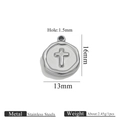 Roestvrijstalen kruisbedel met onregelmatige golfrand voor sieraden maken - Kruis / Staalkleur