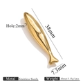 Vergoldeter Edelstahl Fisch-Anhänger 38mm Länge mit glänzendem Metall-Finish - Langer Fisch (Gold)